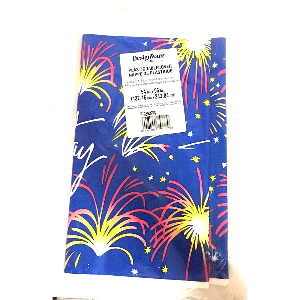 Vintage 90’s Fireworks Plastic Table Cover 54x96 DesignWorks American Greatings